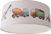 Plafondlamp voertuigen - lampen - hijskraan, tractor, betonwagen, kiepwagen - kinder & babykamer - kunststof - wit - excl. lichtbron