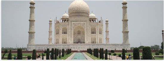 Poster Glanzend – Taj Mahal in India - 90x30 cm Foto op Posterpapier met Glanzende Afwerking