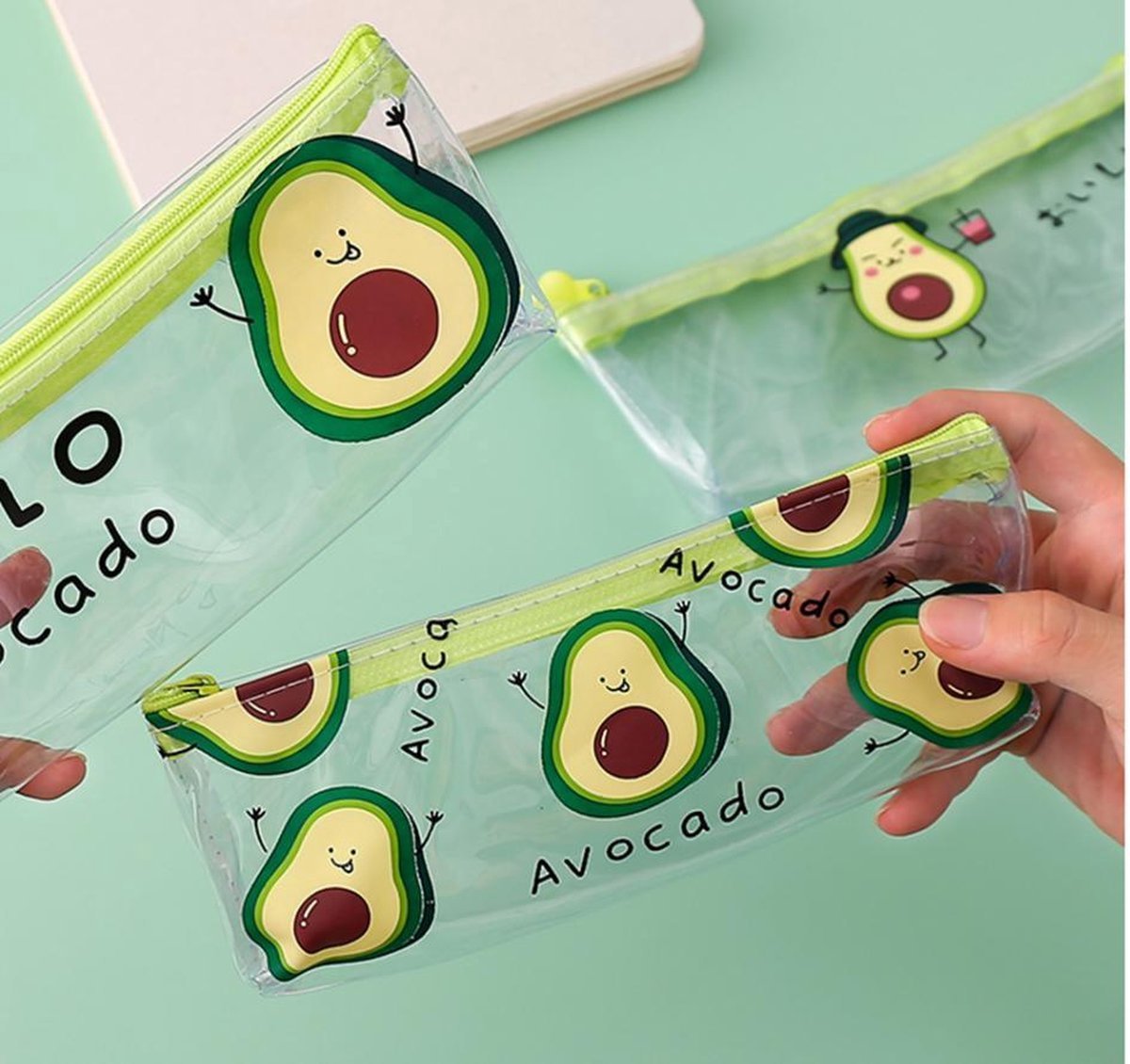 Akyol - Etui Avocado - Advocado met rits (20 x 9 cm) voor jongens en meisjes -school etui - avocado etui - sinterklaas cadeau etui - pennenzak voor kinderen en volwassenen - Cadeau