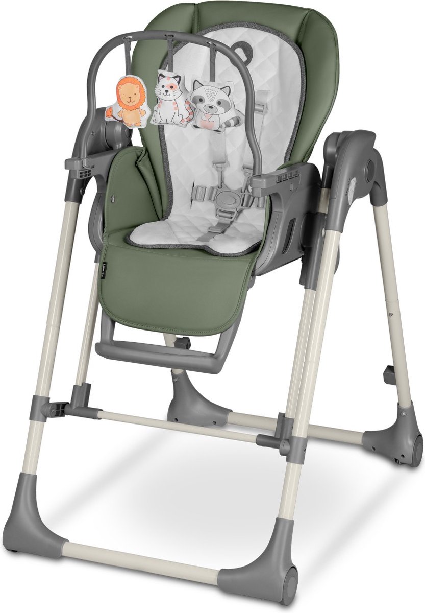Chaise Haute Pliante Bébé avec Hauteur Réglable，Charge 15kg-6-36 Mois Gris