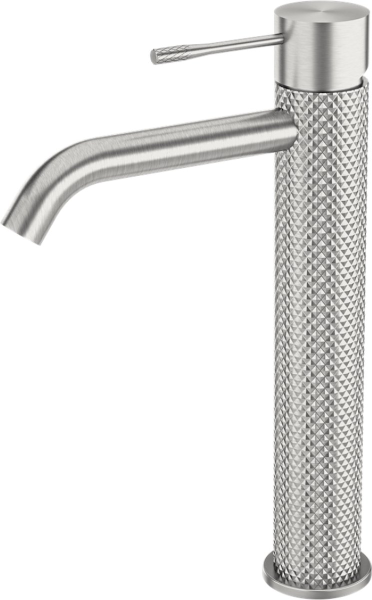 Owen & Finch Wastafelkraan Hoog Model Geborsteld Nikkel - Messing - Met Diamantkarteling
