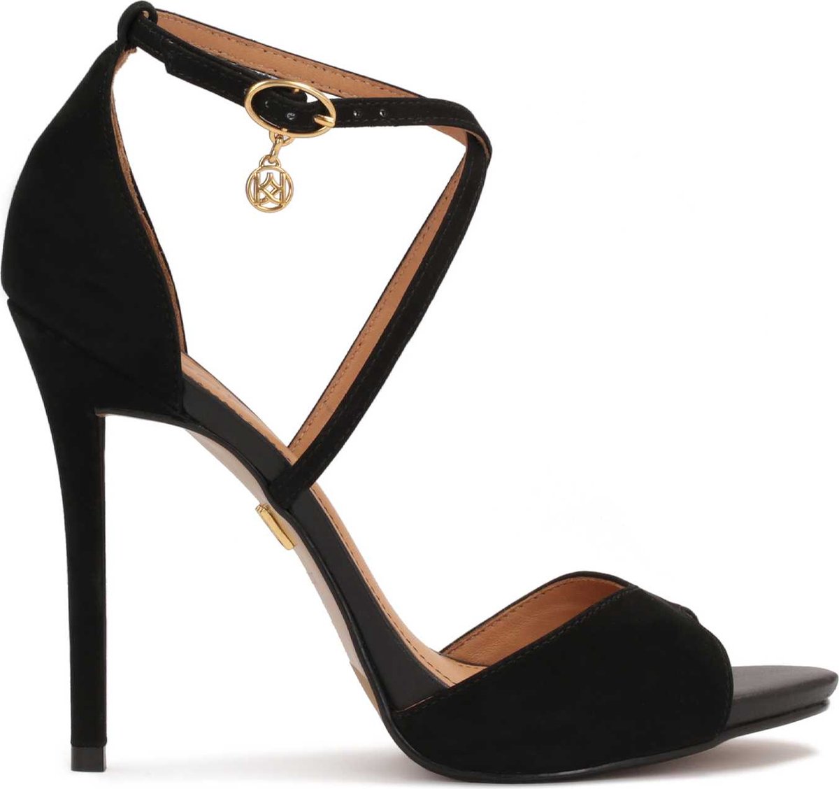Black nubuck sandals with crisscrossing straps