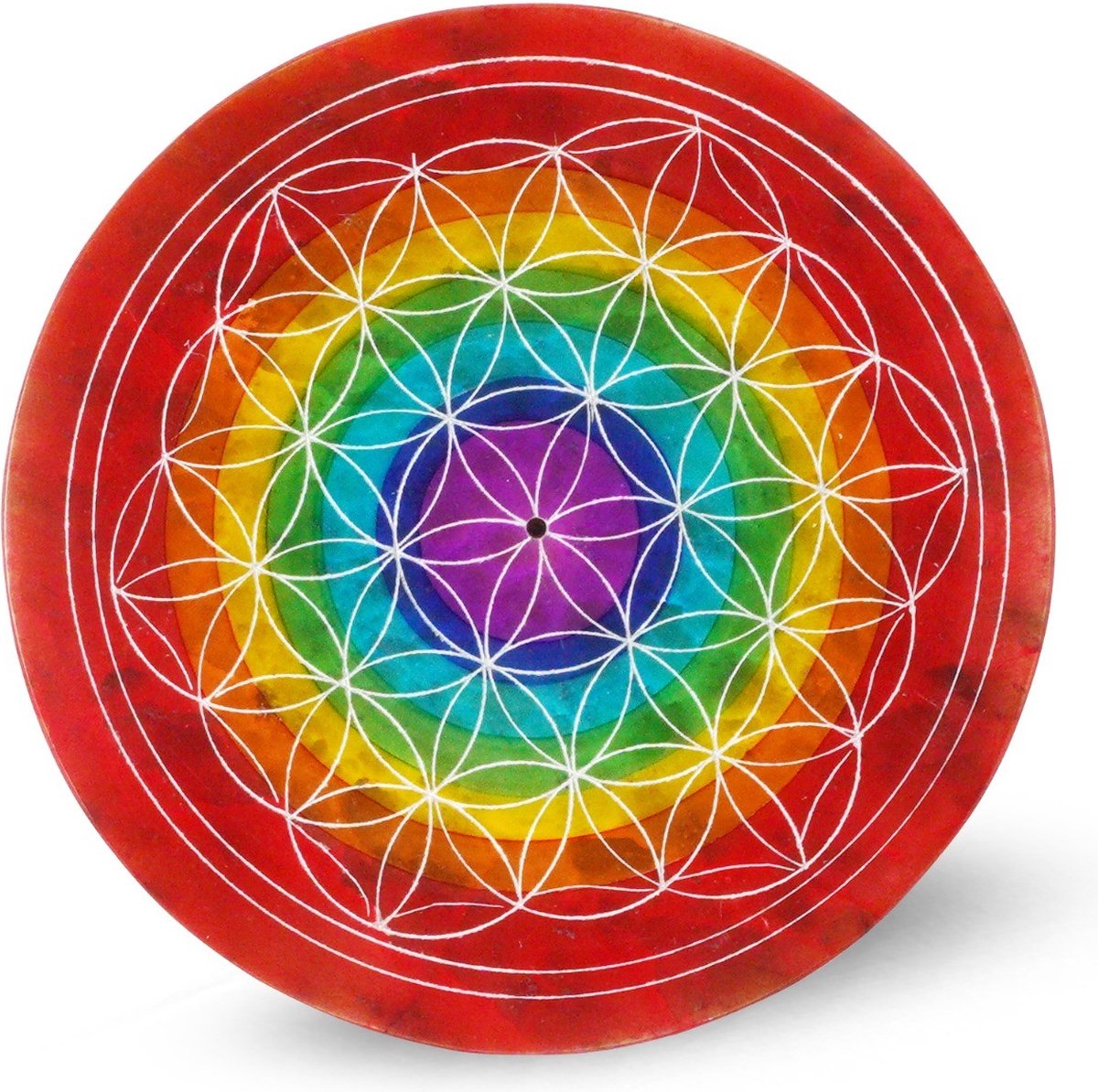 Green Tree - Wierookbrander - Wierookhouder - Levensbloem - Flower of Life - Chakra - Zeepsteen - 10cm