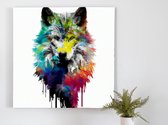 Wolvenkoning | Wolvenkoning | Kunst - 40x40 centimeter op Canvas | Foto op Canvas - wanddecoratie schilderij