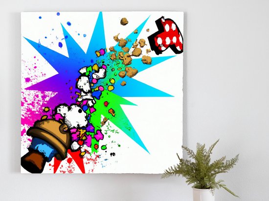 Super Color Burst Mario kunst - 30x30 centimeter op Dibond | Foto op Dibond - wanddecoratie