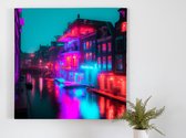 Het rode licht kunst - 60x60 centimeter op Canvas | Foto op Canvas - wanddecoratie