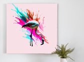 Fiery Flamingo Burst kunst - 40x40 centimeter op Canvas | Foto op Canvas - wanddecoratie