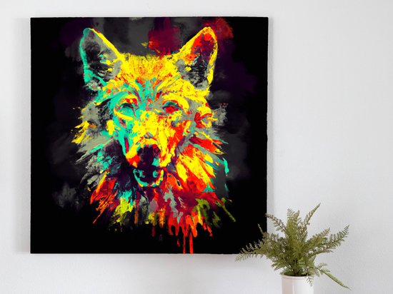 Coyote color cascade | Coyote Color Cascade | Kunst - 100x100 centimeter op Canvas | Foto op Canvas