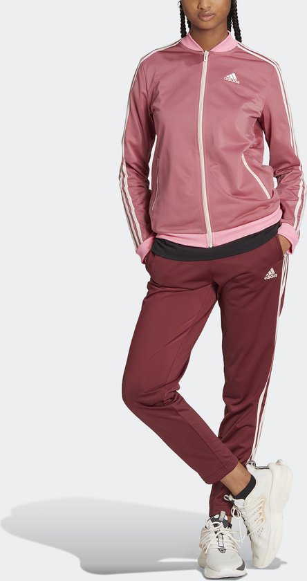 harpoen Verbonden veronderstellen adidas Sportswear Essentials 3-Stripes Trainingspak - Dames - Bordeaux - XS  | bol.com