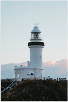 Poster (Mat) - Witte Vuurtoren op Berg - 60x90 cm Foto op Posterpapier met een Matte look