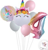 Set de Ballons Licorne Unicorn Sweet Color - Snoes - Ballon Chiffre 4 Ans - Rose - Wit - Pastel