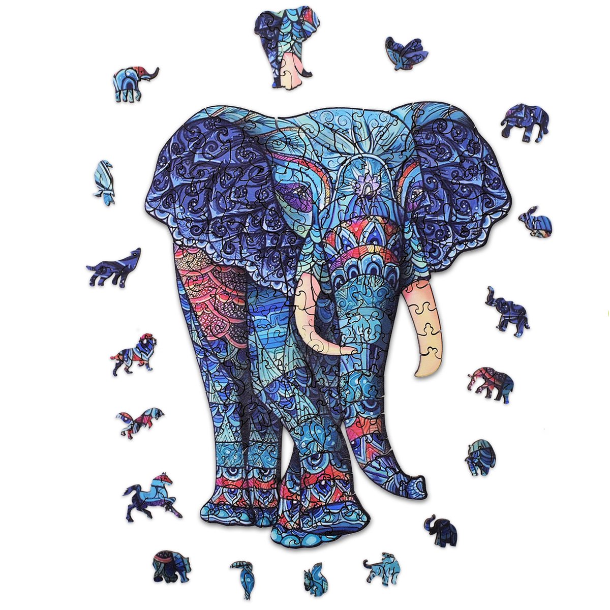 ACROPAQ Puzzle en bois éléphant - 150 pièces, format A4 210 x 297 mm,  Pièces de puzzle