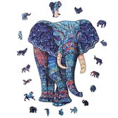 ACROPAQ Puzzle en bois éléphant - 150 pièces, format A4 210 x 297 mm, Pièces de puzzle en formes d'animaux, Fabriqué en bois de haute qualité - Puzzle en bois adultes, Puzzle, Puzzle adultes, Puzzle pour enfants