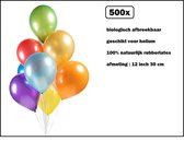 500x Luxe Ballon pearl kleur 30cm - multi -biologisch afbreekbaar - Festival feest party verjaardag landen helium lucht thema