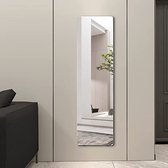 LVSOMT Full-body spiegel, met led-verlichting, vrijstaande vloerspiegel, wandspiegel, verlichte cosmeticaspiegel, grote spiegel in volledige grootte, staande spiegel voor slaapkamer, 153x50 cm (wit
