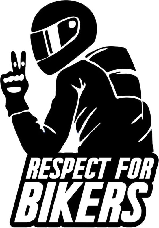 set van twee witte respect for bikers autosticker raamsticker motorsticker motorfan wit muursticker 15cm auto motor sticker