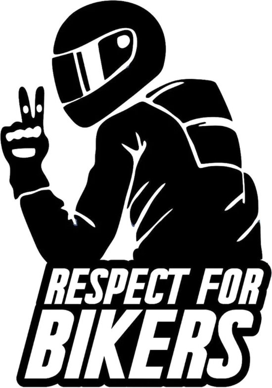 set van twee witte respect for bikers autosticker raamsticker motorsticker motorfan wit muursticker 15cm auto motor Senor sticker
