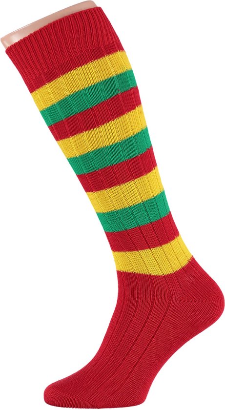 Apollo - Party soccer sokken - Sokken Carnaval - Rood/Geel/Groen - Maat 41/47 - Carnavalskleding Heren - Carnavalskleding - Carnaval accessoires - Carnavalskleding mannen