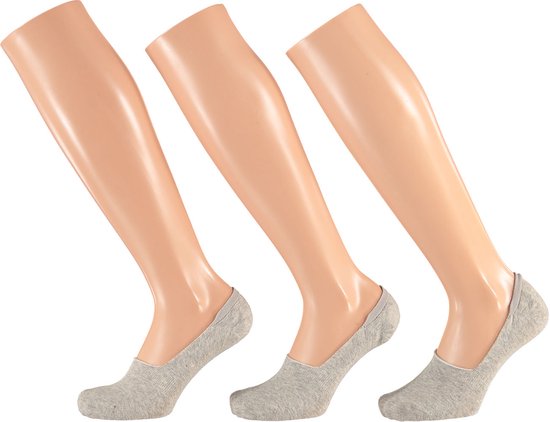 Apollo - Footies unisex - Licht Grijs - 3-Pak - Maat 42/47 - Footies heren - Footies dames - Kousenvoetjes - Multipack sokken