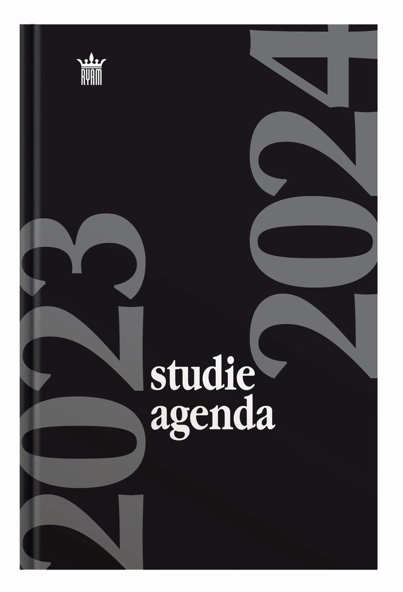 Ryam | Studie agenda Hardcover | 2023/2024 | Genaaid gebonden | 15 x 20 cm | Zwart |