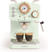 CREATE - Koffiemachine Express - Pastelgroen, 1100 W, Voor gemalen koffie- en ESE-pads, Tankcapaciteit 1.25L. 220 ~ 240V AC - THERA MATT RETRO