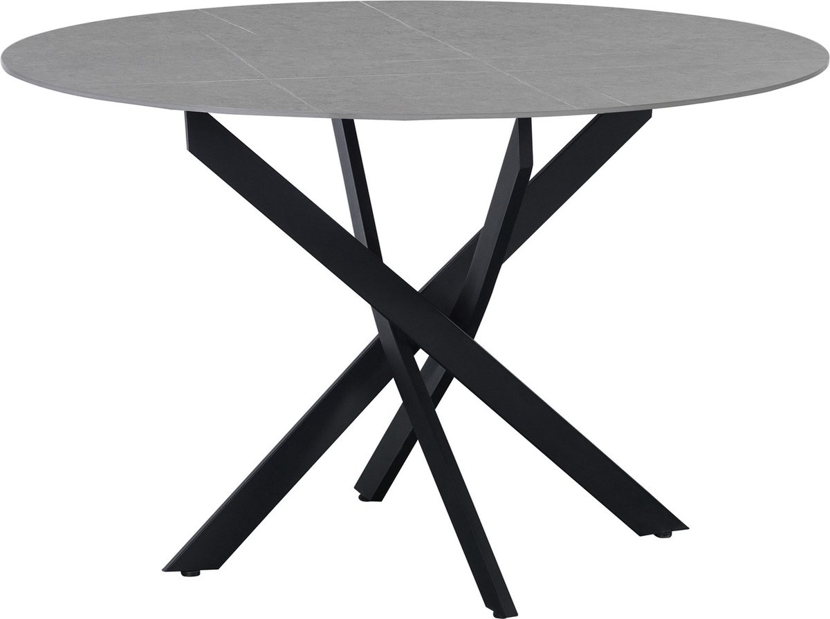 Dimehouse Eettafel Vivian marmerlook grijs 120 x 120 x 76 cm - Marmer - Modern - Rond