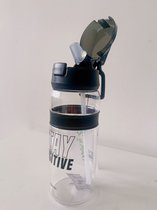 Floraweg Gourde, 700 ml, bouteille d'eau avec texte imprimé, avec paille, PCTG nouveaux plastiques, étanche, sans BPA, ouverture en 1 clic dans la bouteille d'eau, pour le sport, le fitness, la gym, la maison, le bureau, outdoor