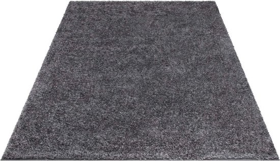 Paco Home Shaggy Hoogpolig Langpolig Vloerkleed Sky Effen In Zwart, Maat: 160 cm rondje