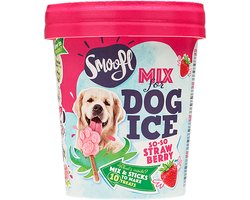 Smoofl Premium Hondensnacks: Ijs voor honden als een snack om af te koelen in de zomer en als een gezonde hond traktatie met verfrissend effect, honden ijs met aardbei