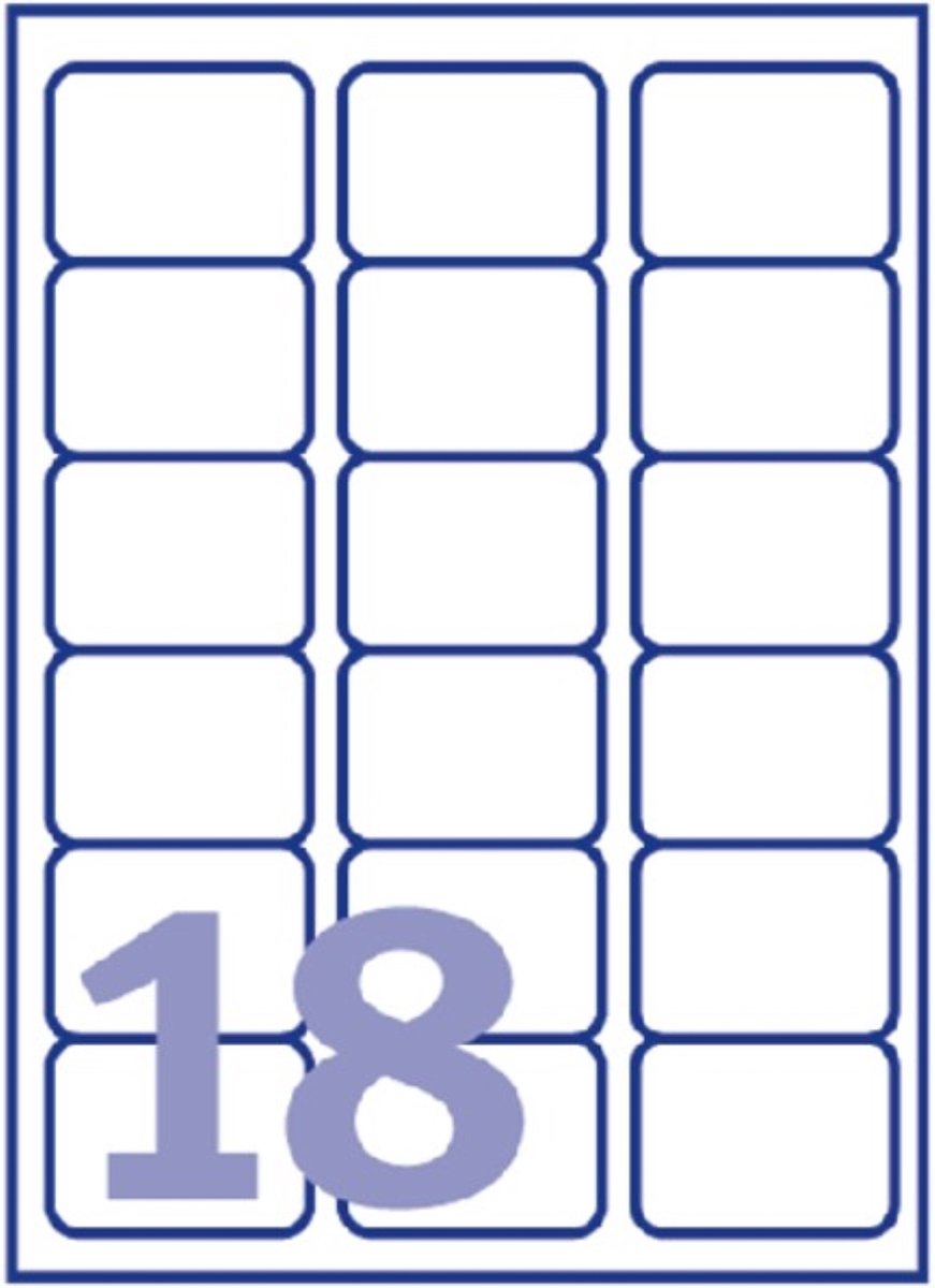 ETIKETTEN STICKERS FORPUS A4 18 ETIKETTEN 63.5X46.6MM 100 VEL (1800 ETIKETTEN)