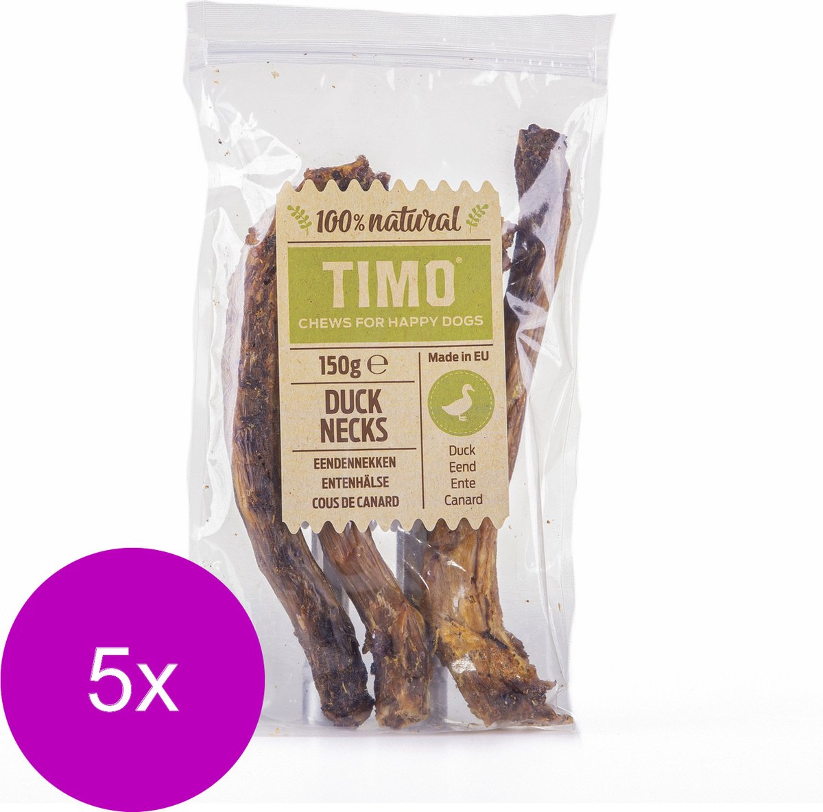 Timo Eendennekken - Hondensnacks - 5 x 150 g