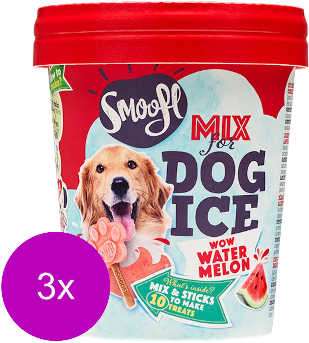 Smoofl Honden IJs - Hondensnacks - 3 x 160 g  Watermeloen IJs
