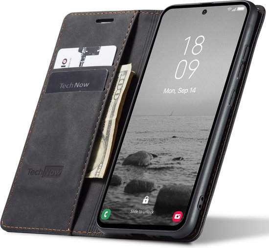 Hoesje geschikt voor Samsung Galaxy A54 - Book Case Leer Slimline Zwart