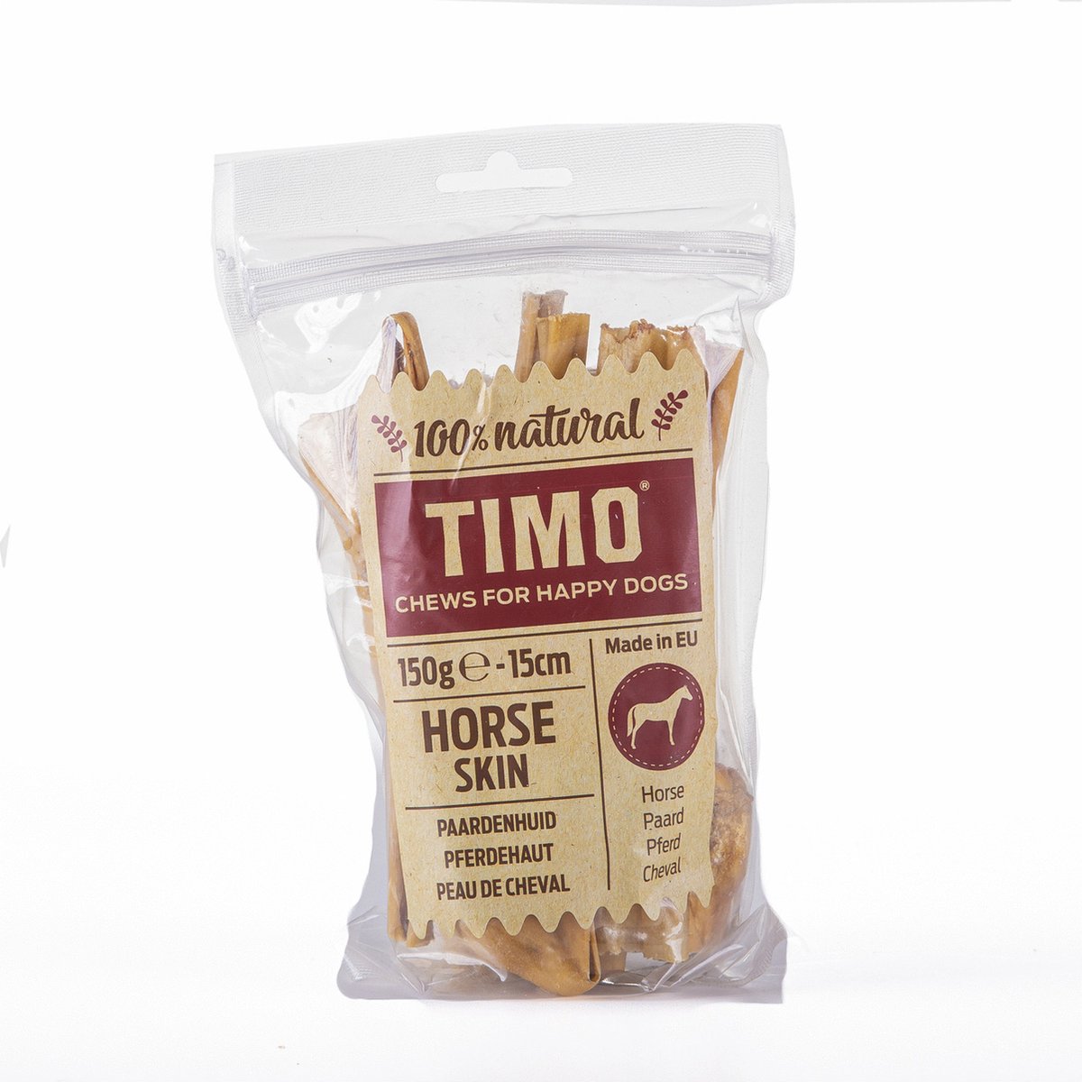 Timo Paardenhuid - Hondensnacks - Paardenvlees 15 cm 150 g