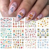 12 Stuks Nagelstickers – Cute – Schattige Icoontjes voor Winter – Nail Art Stickers