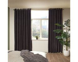Mesa Living Verduisterende Gordijnen - Zwart - Gordijnen kant en klaar Ringen - 300 x 250cm