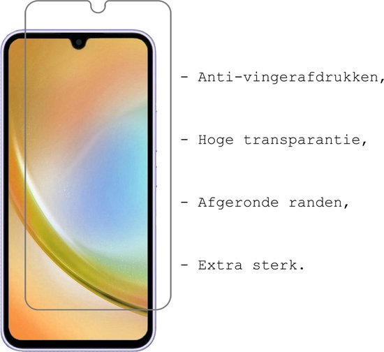 Glazen screenprotector met afgeronde randen, compatibel met een smartphone. Kenmerken: anti-vingerafdrukken, hoge transparantie, extra sterk.