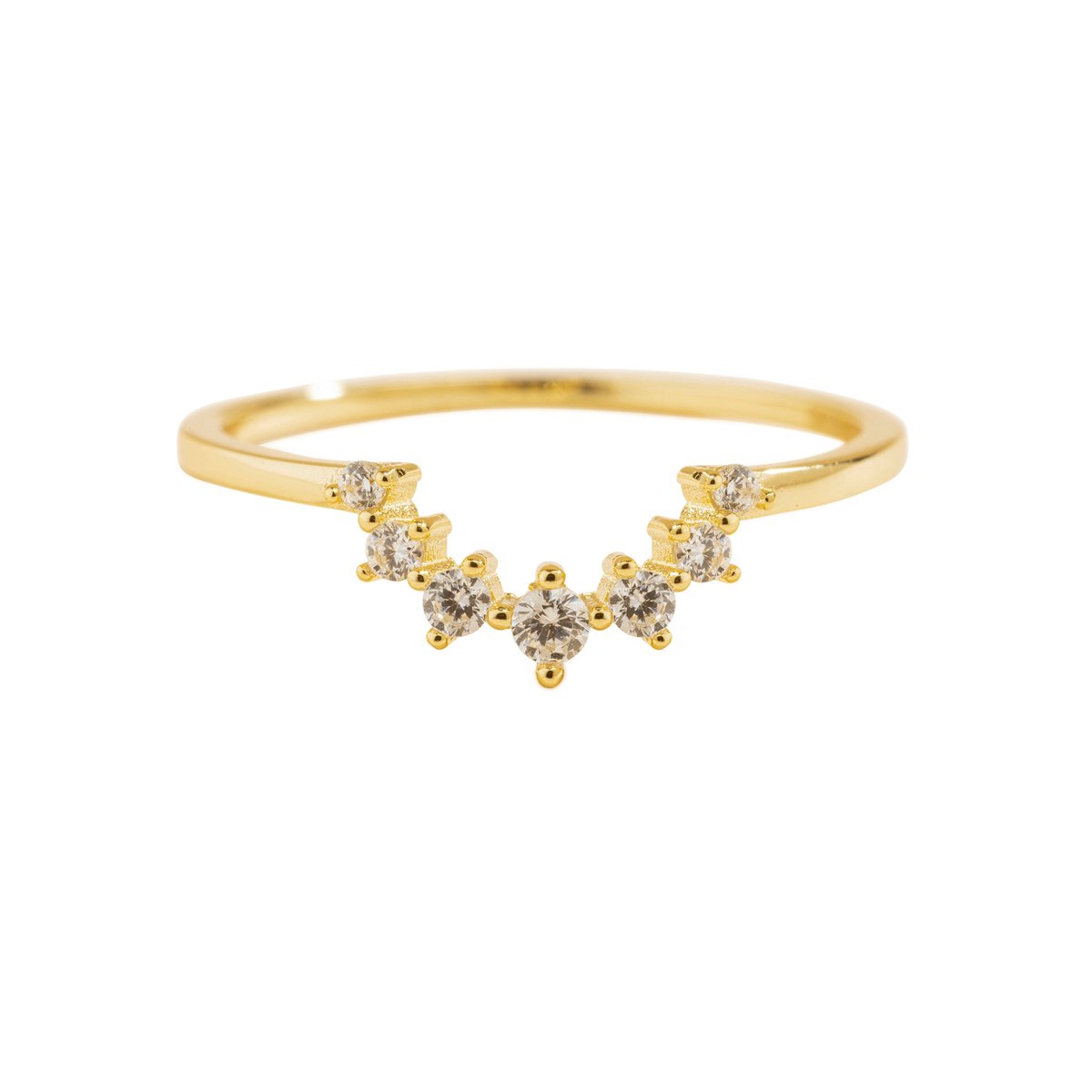Rebelle Amsterdam - Goudkleurige Diamanten Ring - Zirkonia Stenen - Gold Plated - 18 Karaat