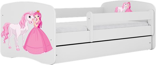 Kocot Kids - Bed babydreams wit prinses paard met lade zonder matras 140/70 - Kinderbed - Wit
