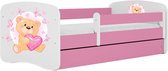 Kocot Kids - Bed babydreams roze teddybeer vlinders met lade met matras 160/80 - Kinderbed - Roze