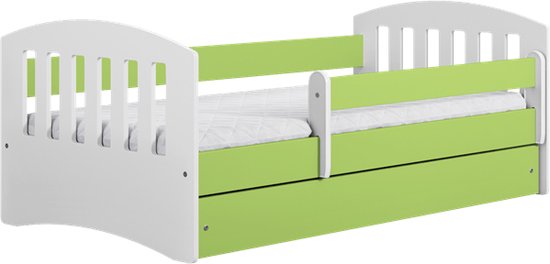 Kocot Kids - Bed classic 1 groen met lade met matras 160/80 - Kinderbed - Groen