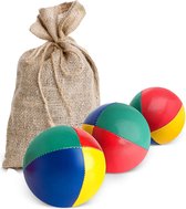 Monsieur M | 3 balles de jonglage dans un sac en jute beige | Facile à saisir | Revêtement imperméable et remplissage écologique | Convient aux débutants et aux professionnels | Avec application et manuel vidéo en ligne