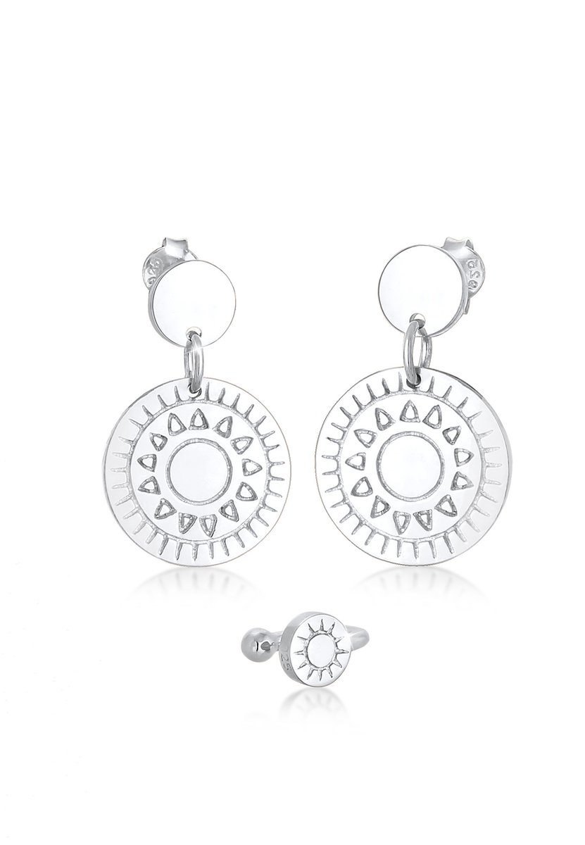 Elli - Oorbellen - Dames Ornament Boho Look in 925 Sterling Zilver Verguld - Dames
