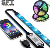 SFT Products LED Tape 2 Meter 60leds/meter - Waterbestendig - TV Led Strip - Dimbaar - Kleur - Via App Telefoon