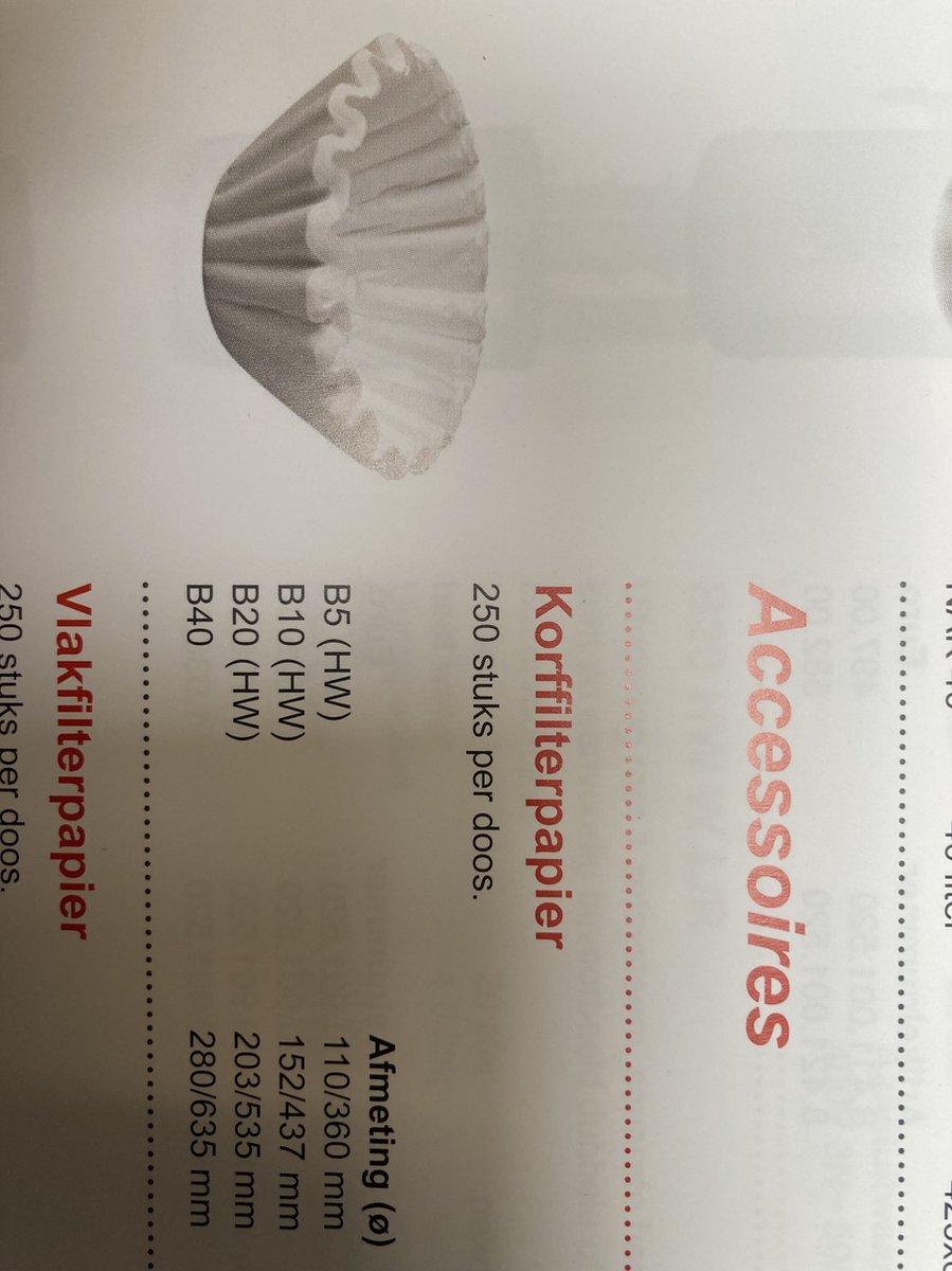 Bravilor Korffilterpapier voor b20(hw) 203/535 mm, doos 250 stuks