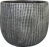 Ter Steege Cache-pot/cache-pot - intérieur - noir/aspect métal - D30/H26 cm - ciment