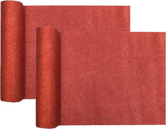 Vervolg Paragraaf nooit Santex Kerstdiner glitter tafelloper op rol - 2x - rood - 28 x 300 cm -  polyester | bol.com
