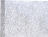 Santex Kerstdiner tafelloper op rol - metallic zilver glans - 30 x 500 cm - polyester