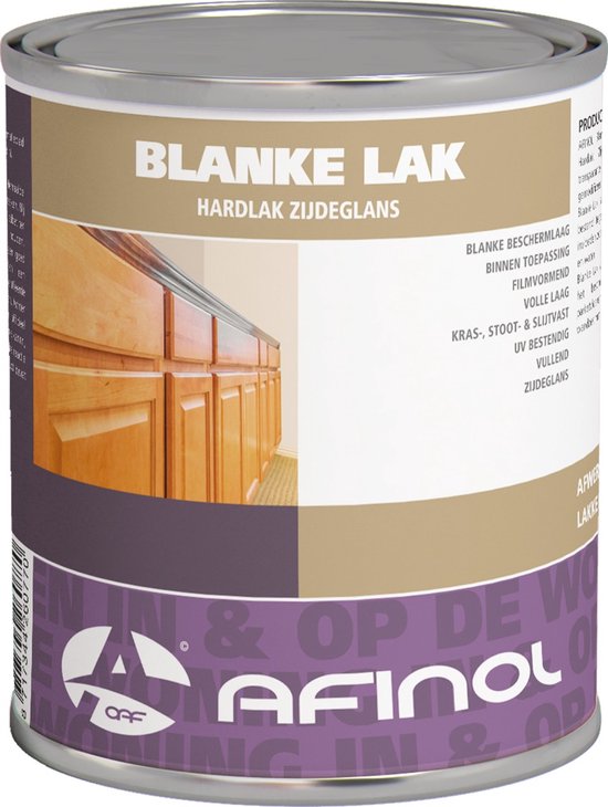 Blanke lak Hardlak Zijdeglans van Afinol in een blik.
