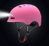 Fietshelm voor volwassenen met LED-verlichting- Met voor- en achterlicht-Skatehelm -Roos-Maat-M-54 tot 58 cm-Helm- LED Verlichting